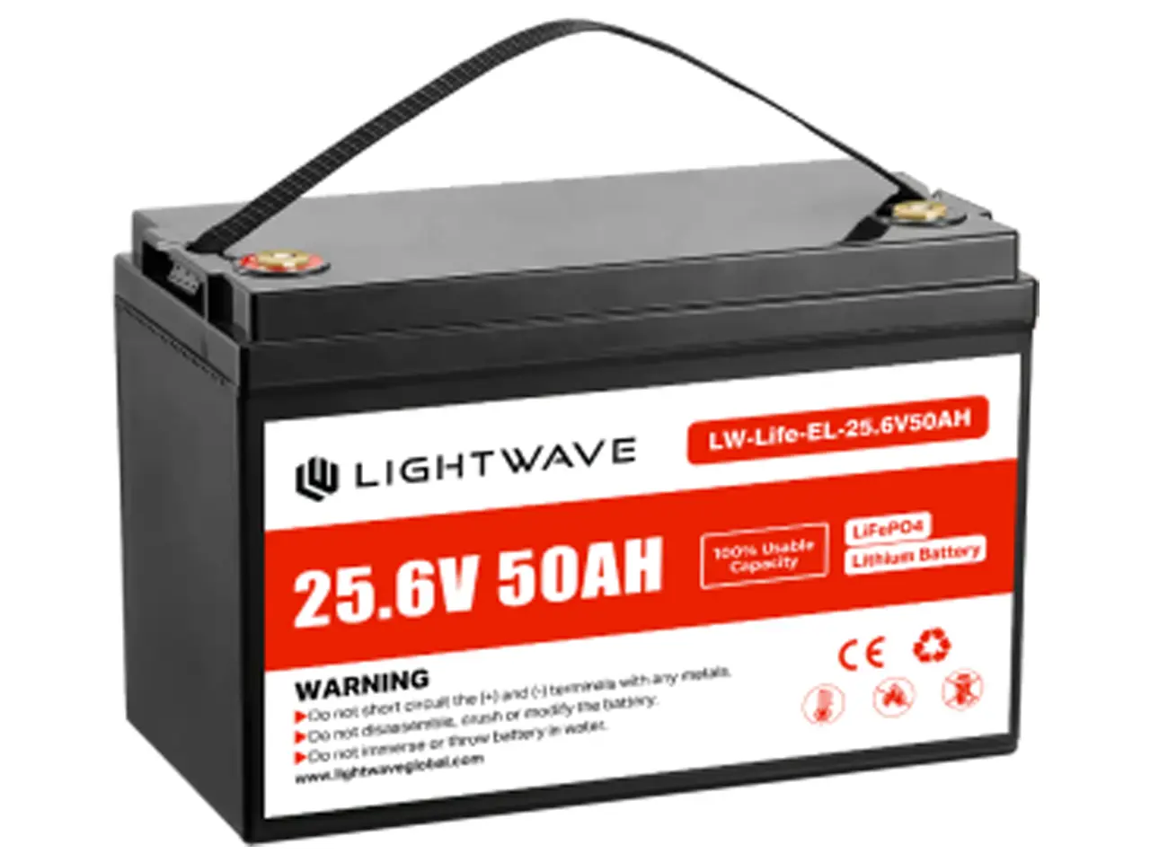 باتری لیتیوم آهن فسفات 25.6 ولت 50 آمپر ساعت لایت ویو مدل LW-Life-EL-25.6V50AH